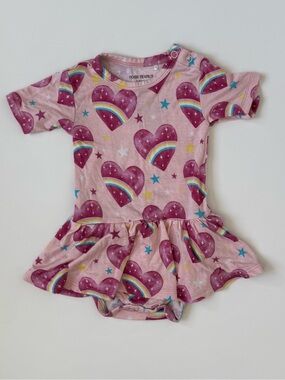Posh Peanut Pink Heart & Rainbow Dresses Onesie